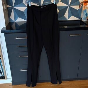 Zara Elegant Black Trousers with Split Hem